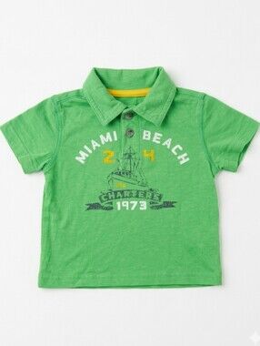 Green Y2K 2000s Miami Beach Polo Shirt Kids Boys Girls Summer Tropical Vacation